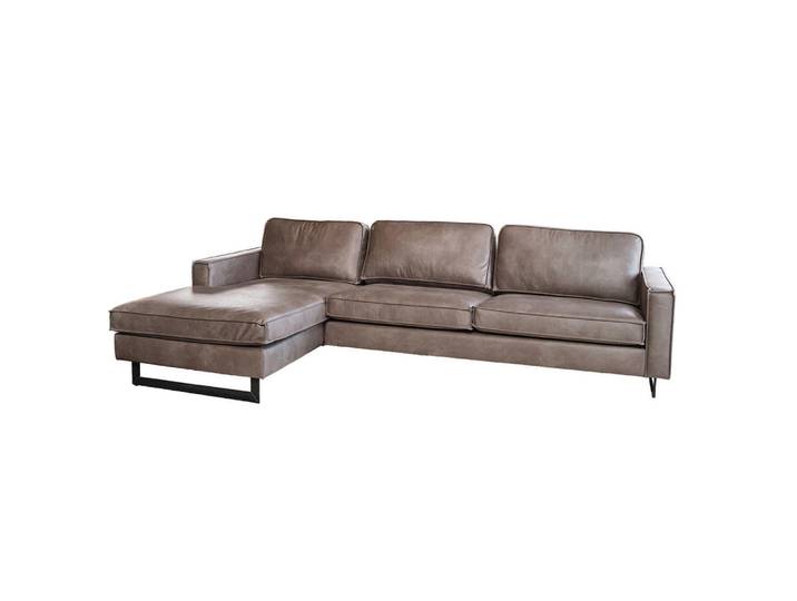 Kawola Ecksofa Vilnius Anthrazit Lederfaserstoff, Metall, Echtholz, Füllung: Kaltschaum, Ottomane links, L-Form,L-Form, Kufe, 286x170 cm, Wohnzimmer, Sofas & Couches, Wohnlandschaften, Ecksofas