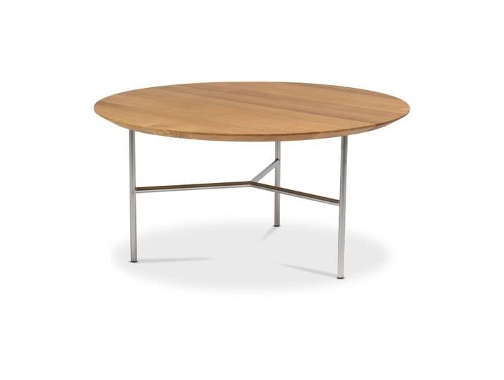 Mavis Tribeca Couchtisch Eiche geölt rustikal, verchromte Beine, Ø80