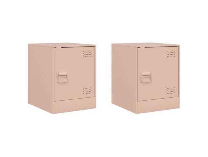 GHVBNMF Nachttisch 2er Set Rosa 34,5x39x44 cm Kaltgewalzter Stahl Schrank Modernes Nachttisch-Set aus Stahl für Schlafzimmer und Jugendzimmer, bietet geschützten Stauraum hinter der Metalltür.
