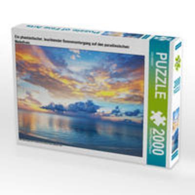 CALVENDO Puzzle Ein phantastischer, leuchtender Sonnenuntergang auf den paradiesischen Malediven. | 2000 Teile Lege-Größe 90x67cm Foto-Puzzle für glüc