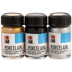 Marabu Porzellan- und Glasmalfarben "Metallic", 3x 15 ml