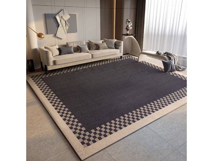 VIKAMA couleur unie motif à carreaux salon chambre tapis de sol canapé imperméable résistant à l'usure confortable décor à la maison