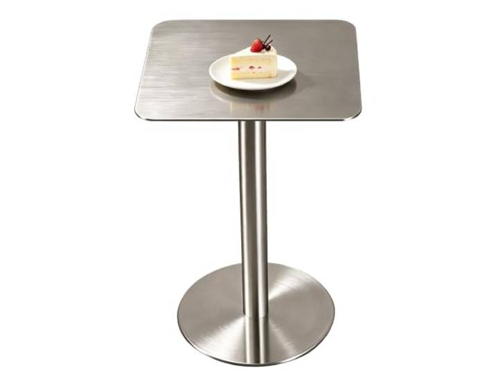 Moderner runder Bartisch aus Edelstahl, runder quadratischer Esstisch, seitlich, robust, einfach zu montierende hohe Bistrotische für Restaurant, Café, kommerzielle Kneipe(Square,50x50x105cm)