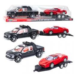 Lean Toys Set Geländewagen Schwarz Abschleppwagen Rot Sportwagen 59cm (65614752)