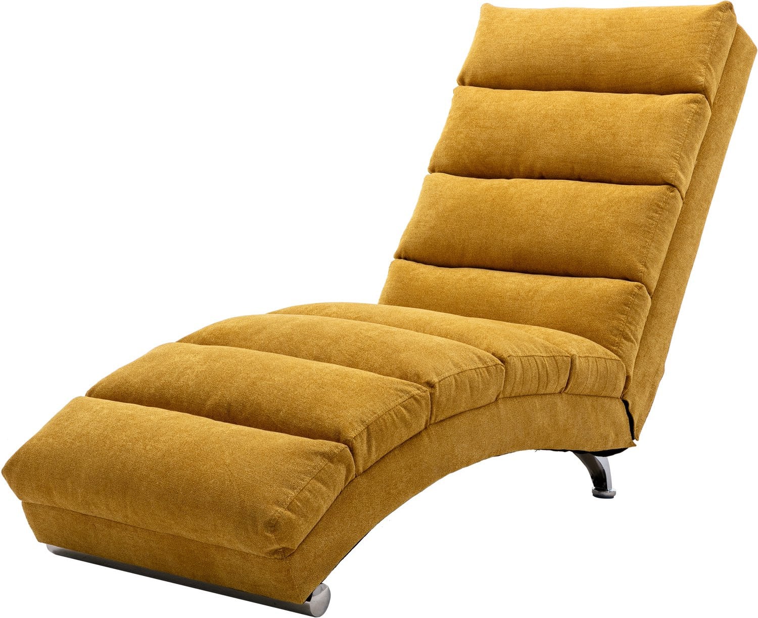 CHICFURN Chaise longue met vibratiefunctie zonder armleuningen - Mosterdgeel
