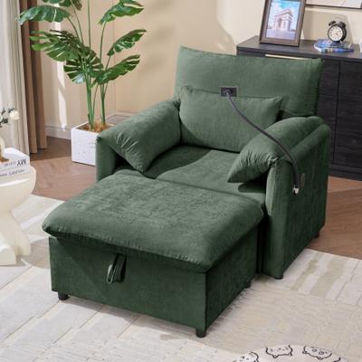 Kodotan sofa Single Sofa Chair With Storage Ottoman & Adjustable Backrest & Folding Side Table & Phone Holder & Type-C and USB Charging Ports