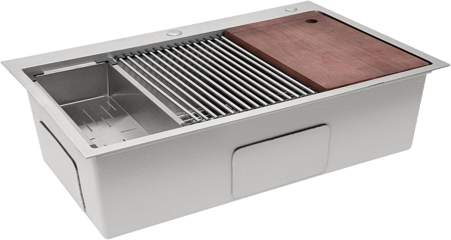 Edelstahl Spüle 33x22 Zoll Einbau mit Zubehör und Abtropfständer