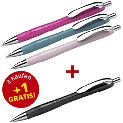 Schneider Kugelschreiber Slider Rave XB farbsortiert Schreibfarbe blau, 3 St. + GRATIS 1 Slider Rave XB schwarz