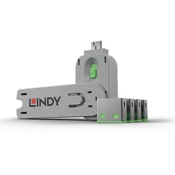 Lindy 40451 Schnittstellenblockierung Schnittstellenblockierung + Schlüssel USB Typ-A Grün Acrylnitril-Butadien-Styrol (ABS) 5 Stück(e)