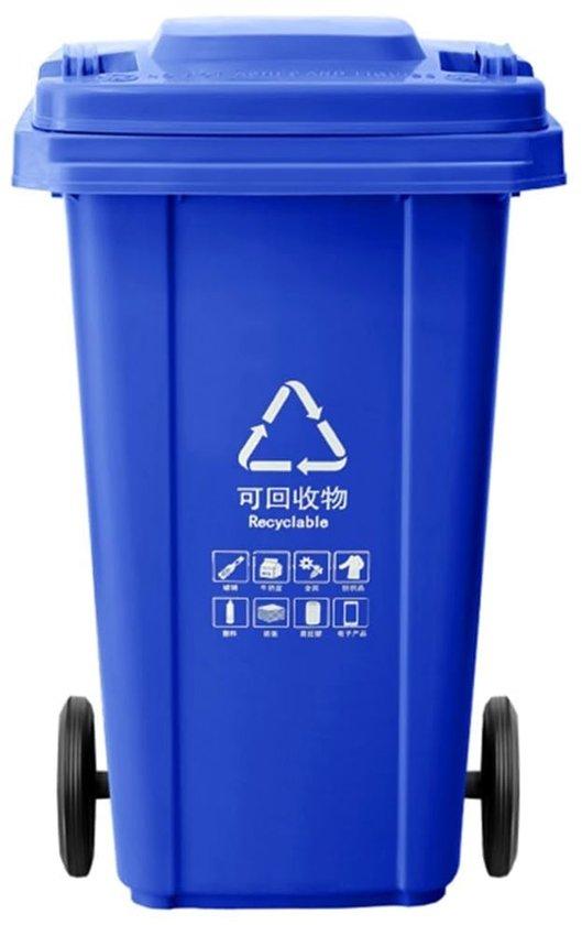 Famanu Abfallbehälter mit Rollen 120 Liter Außenbehälter aus HDPE Blau