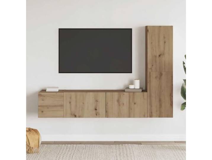 HEFZGDB TV Wandschrank 3 STK. Artisan Eiche Holzwerkstoff Moderner Medienschränke mit Stauraum