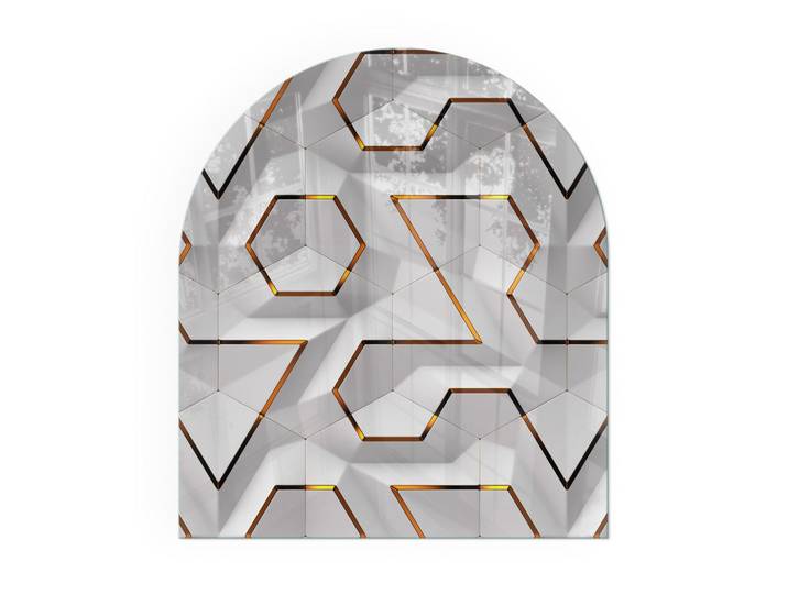 KAMINBODENPLATTE 80x70 cm - Geometrisches 3D-Muster