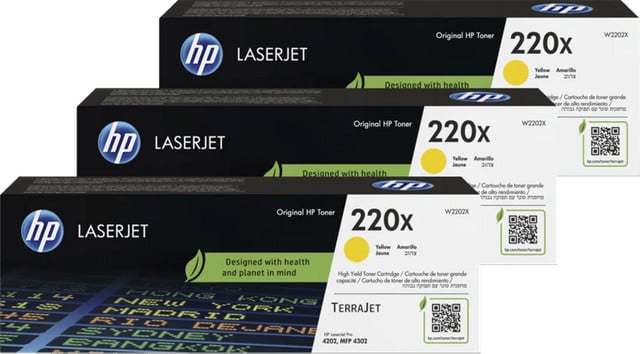 HP 220X LaserJet Toner Geel, 3 stuks