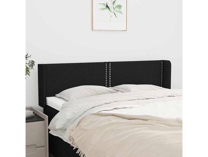 vidaXL Kopfteil mit Ohren Schwarz 147x16x78/88 cm Stoff