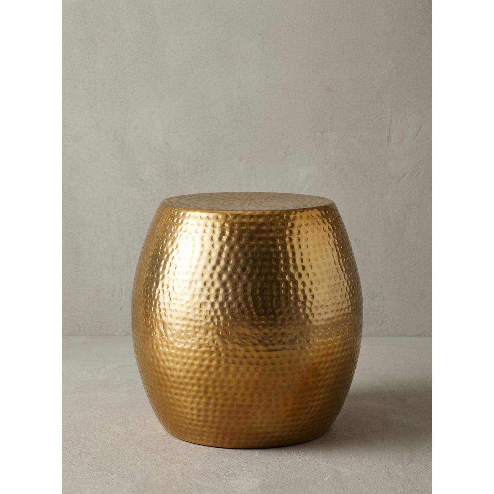 Beistelltisch Aluminium Rund Orientalisch Hammerschlag, Gold 42x42x42 cm