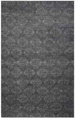 NAVATEXTURA Coquette Charcoal Hand-Knotted Distressed Geometric Rug