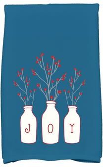 E by Design 18 x 30-inch Joy Holiday Floral Print Kitchen Towel