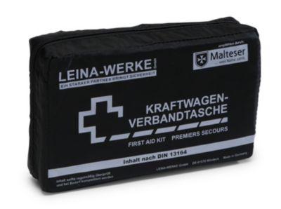 Leina-Werke KFZ-Verbandtasche Compact DIN 13164, schwarz, Nylon, vollständig gefüllt, 215x55x130 mm, fürs Auto