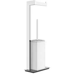 Gessi Rettangolo Accessoires Standkombination Papierrollenhalter und Toilettenbürstengarnitur, Behälter weiß, 20933099, Farbe: Schwarz XL