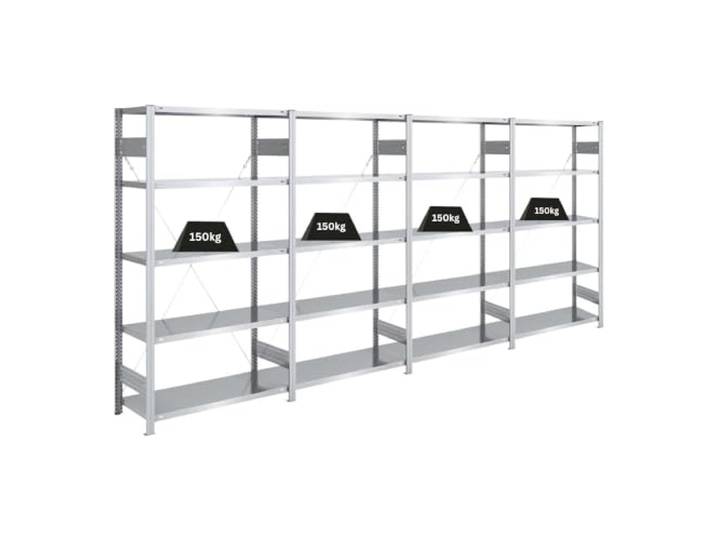 PROREGAL Schwerlastregal Silver Mamba Made in Germany HxBxT 200x400x40cm 5 Ebenen je 150kg Fachlast Verzinkt Lagerregal Kellerregal Metallregal Garagenregal Weitspannregal