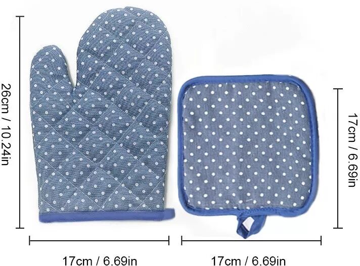 INF Küchen-Mikrowellen-Ofenhandschuh und Topflappen Set (2-teilig) - Hitzebeständig & Stilvoll Dunkelblau
