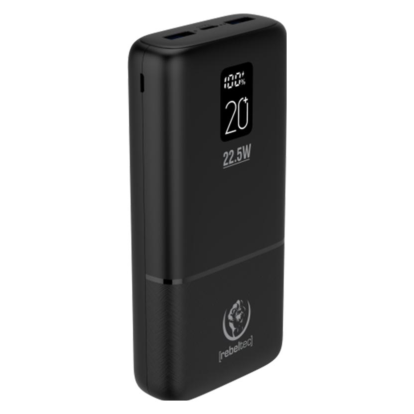 Rebeltec powerbank P20 22,5W 20000mAh schwarz (20000 mAh, 22.50 W, 72 Wh) (RBLAKT00022)