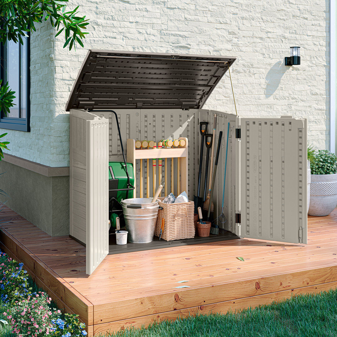 Suncast Stow-Away Store Stone Grey 135cm W X 83cm D X 116cm H