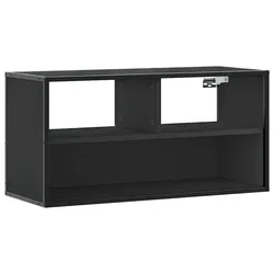 Helloshop26 - Trendiges schwarzes Wand-TV-Möbel 80 x 31 x 39,5 cm mit viel Stauraum Industriestil schwarzes Holz