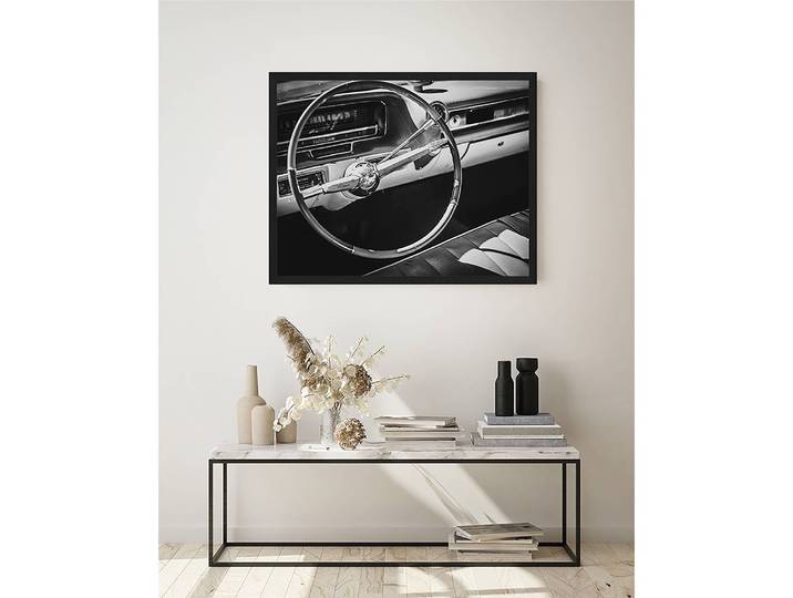 Bild Steering wheel Rahmen: Massivholz Buche, lackiert Abdeckung: Plexiglas Schwarz 93 x 73cm