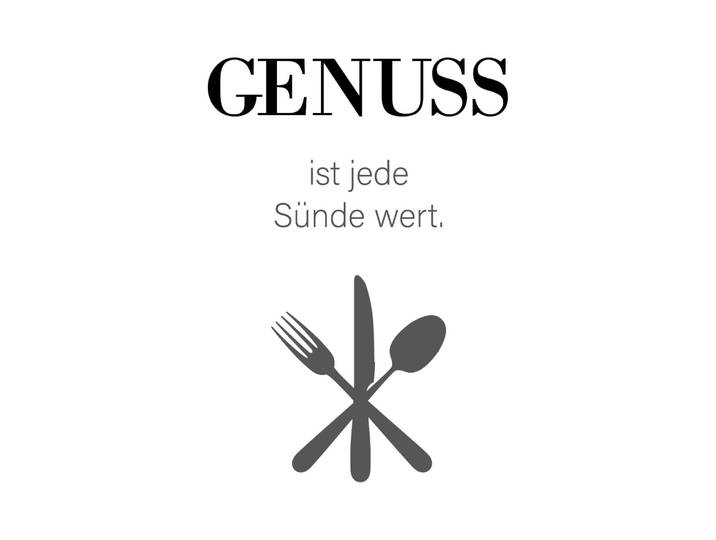 Wanddekoobjekt QUEENCE GENUSS , schwarz, B:20cm H:30cm T:0,1cm, Stahl, Wanddekoobjekte, Wanddekoobjekt, Stahlschild, Blechschild, Spruch, Witzig, Wanddeko, retro, 20x30cm