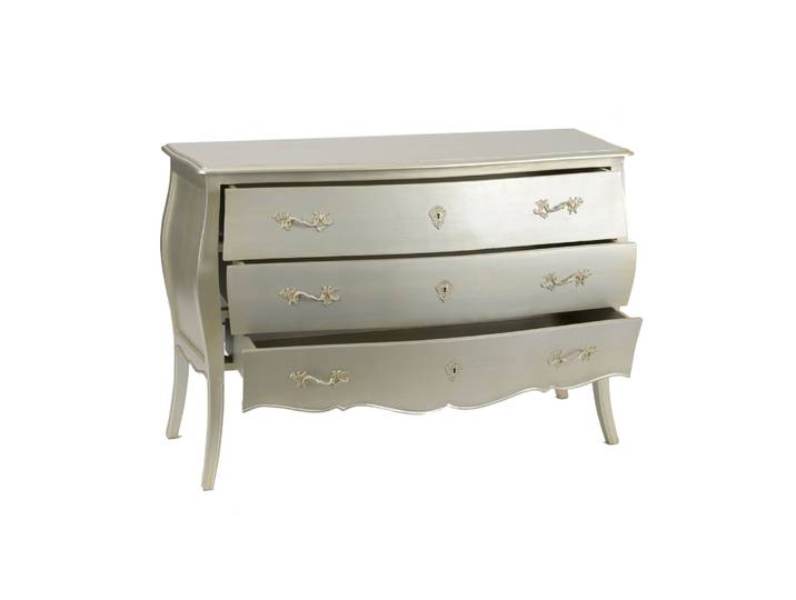 Commode 3 tiroirs en bois argenté - CHARMY GRIS