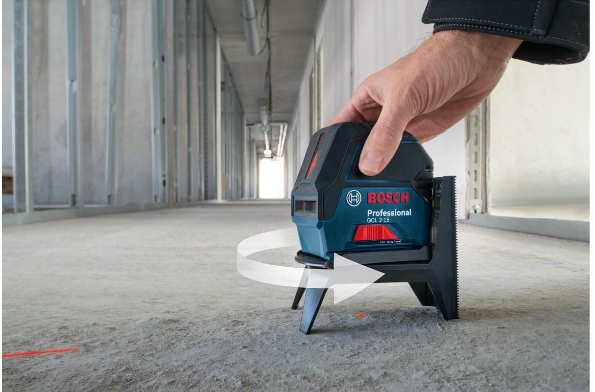 Linienlaser BOSCH PROFESSIONAL "GCL 2-15 + RM1", blau (blau, schwarz), B:13cm H:16,2cm, Lasermessgeräte, Linienlaser blau, schwarz Einheitsgröße