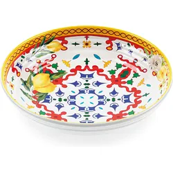Flowers & Lemon Tiefer Teller 21,5 cm gelb-rot