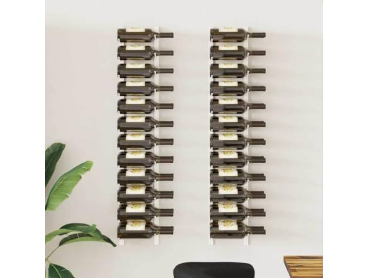LPERTGFHU Weinregal 2 STK. Wand-Flaschenhalter 24 Flaschen Eisen Weiß Platzsparend, Modernes Design, Robuste Metallkonstruktion