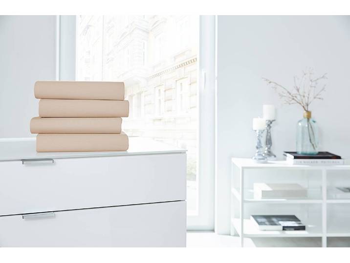 Boxspring-Elastan-Spannbettttuch 190 x 200cm Beige/Sand