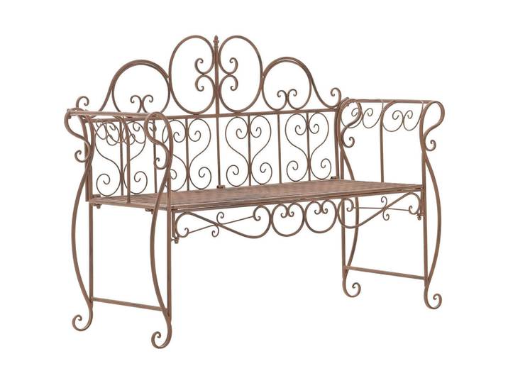 CLP Gartenbank 128/46 cm Metall Antik Braun, 128x94x46 cm, Gartenmöbel, Gartenbänke