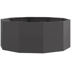 Helloshop26 - Moderner runder Pflanzkübel für den Außenbereich 90 x 90 x 35 cm schickes minimalistisches Design aus schwarzem Stahl