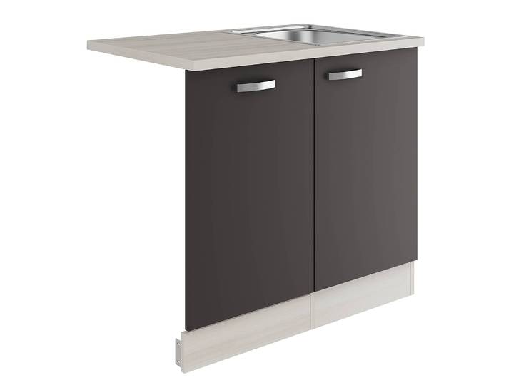 Spülenschrank Variante C 90cm Grau/Anthrazit/Akazie Dekor