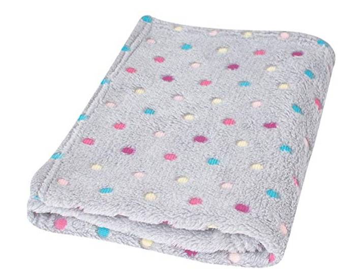Maltex Babydecke 100 x 75 cm sehr weich Öko-Tex 100 Fleecedecke (Grau mit Punkten)
