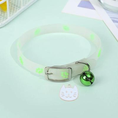Uplift Essentials Luminous Glow in the Dark Cat Collar Adjustable Safety Necklace With Cute Footprint Charms green
