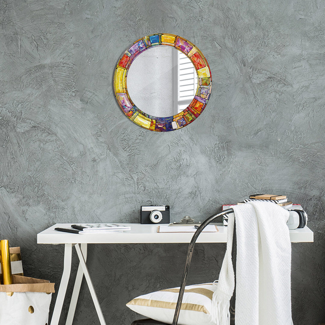 East Urban Home Huldar Glass Flat Mirror Multicolour Colorful Stained Glass 50cm H x 50cm W