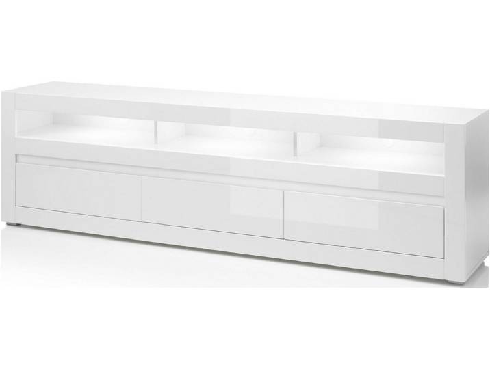 Home affaire Lowboard Carat, Breite 217 cm, Zierleiste 1x betonfarben und 1x weiß