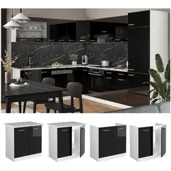Vicco Spülenunterschrank Küchenschrank R-Line Solid Weiß Schwarz 80 cm modern Arbeitsplatte
