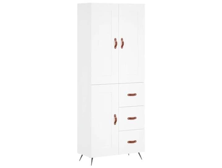 GHVBNMF Highboard Weiß 69,5x34x180 cm Schrank aus Holzwerkstoff mit Türen Eleganter Mehrzweckschrank fürs Wohnzimmer und Schlafzimmer, bietet viel Stauraum und stabile Metallfüße für modernsten Stil.
