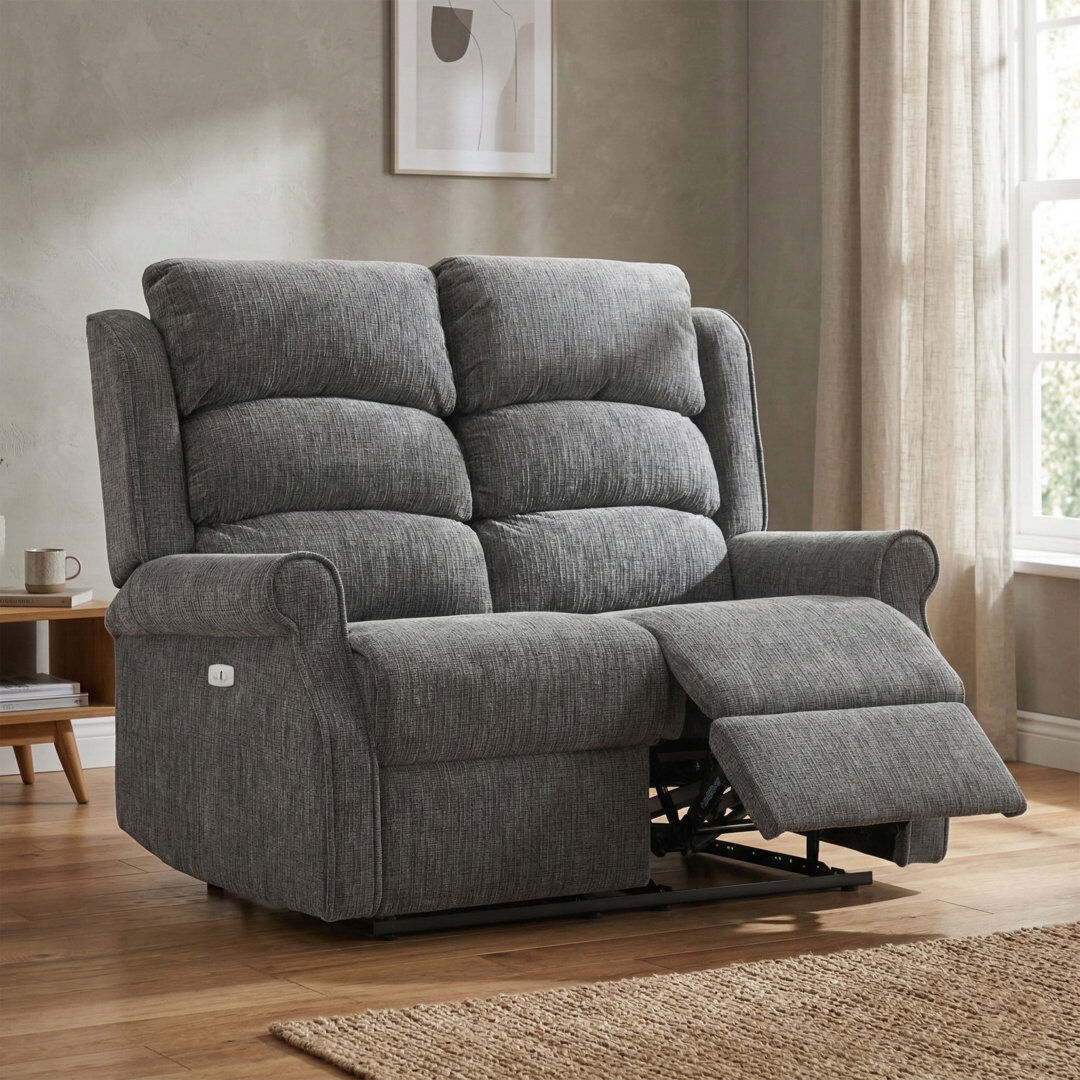 Lark Manor Constantino 2 Seater Electric Reclining Loveseat Grey 106cm H X 132cm W X 90cm D