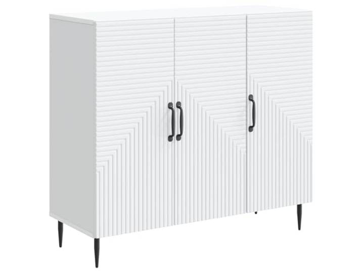 GKMBCVDFR Sideboard Weiß 89 x 34,5 x 80 cm Holzwerkstoff Vintage Design, 90 Grad Pendeltüren, Stauraum mit Regalen, Pflegeleicht