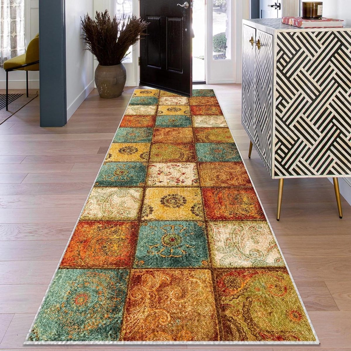 Abstract Geometrisch Gangkleed en Keukenmat met Antislip - 120 x 270 cm