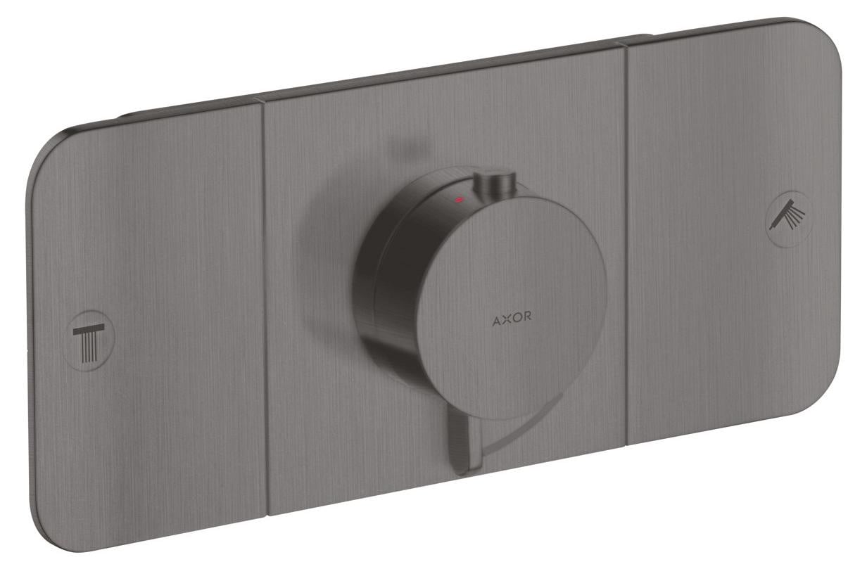 Axor ONE f kant-en-klare set voor thermostaat met 2-weg functie in geborsteld zwart chroom