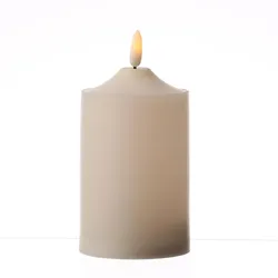 LED Kerze für Außen flackernde Flamme H: 15cm D: 7,5cm outdoor Timer creme