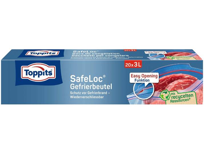 Toppits Doppelverschluss-Gefrierbeutel SafeLoc 20 x 3 l